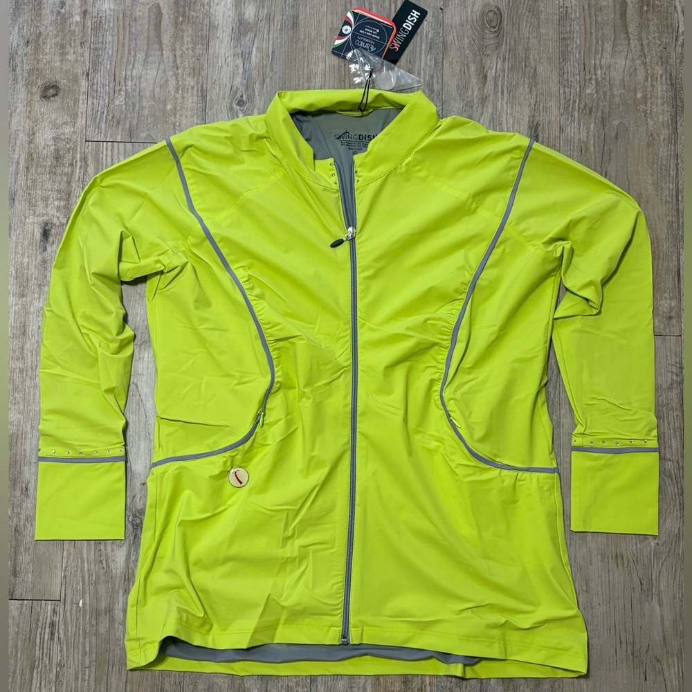 SwingDish Women's Chaos Green Signature Gathered Golf Jacket, Size XL